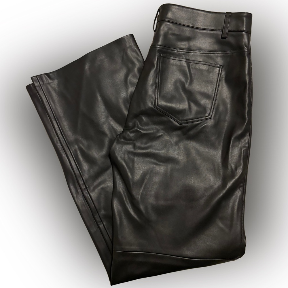 Mango Black Leather Bootcut Jeans